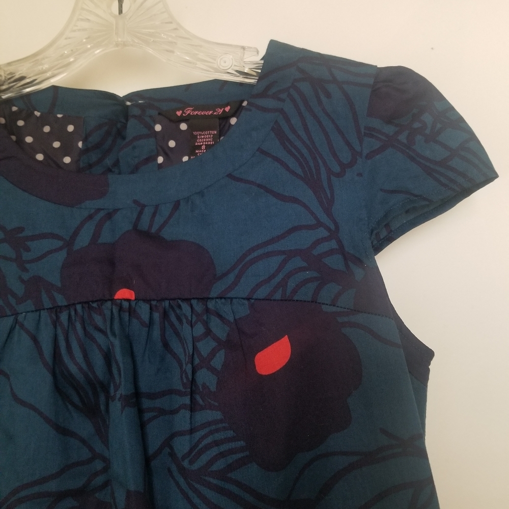 Forever 21 floral cap-sleeve trapeze dress